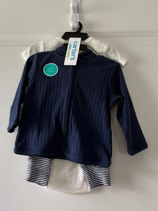 Carter's Other - Carter's Child of Mine Baby Boy 3-Piece Cardigan Outfit Set Size 0-3 months
